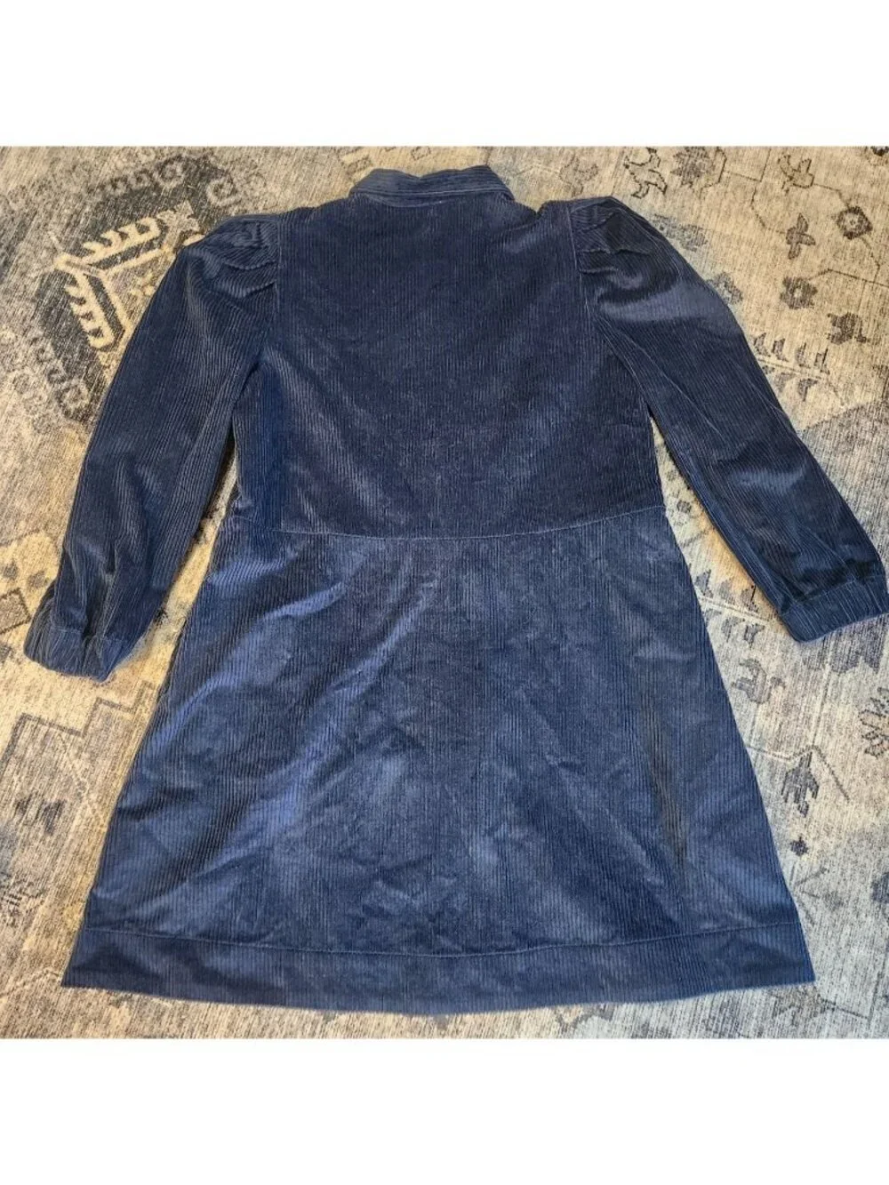 by TiMo Women's Sz. S Blue Puff Sleeve Short Corduroy Dress - Picture 5 of 6